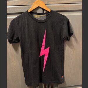 Aviator Nation lightning bold tee black neon pink